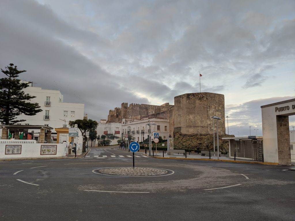 Castle with skies in background